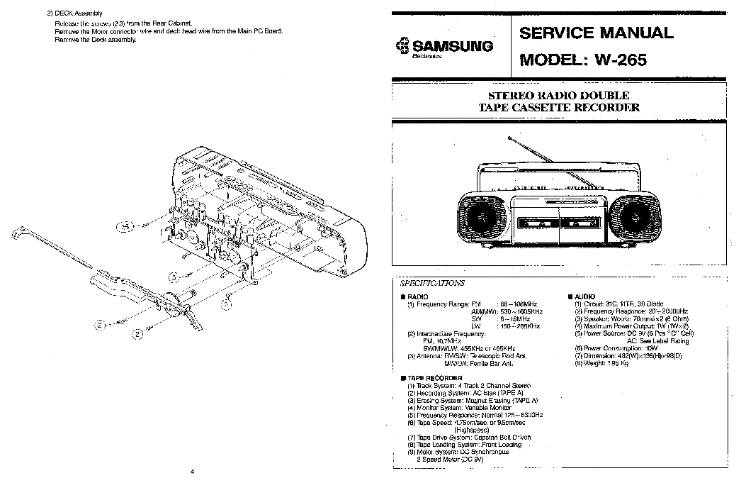 SAMSUNG W-265 service manual (1st page)