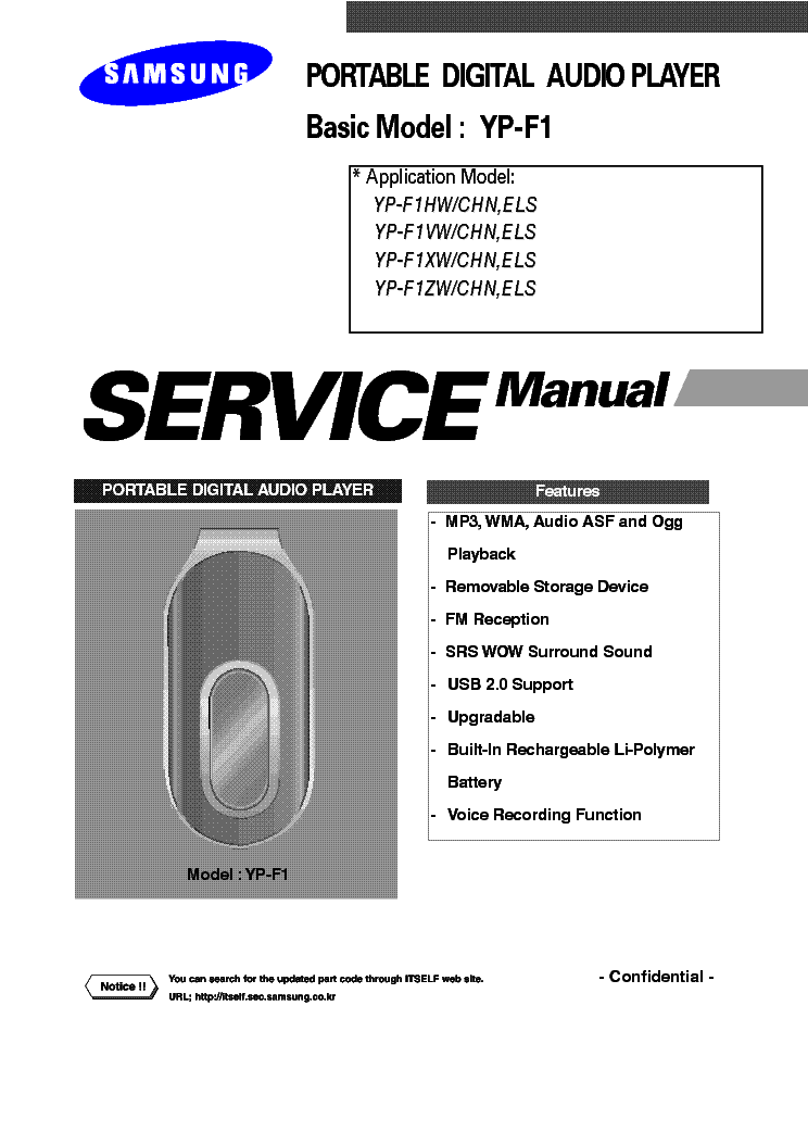 SAMSUNG YP-F1 service manual (1st page)