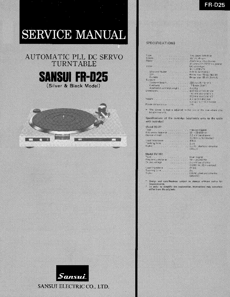 SANSUI FR-D25 TURNTABLE service manual (1st page)