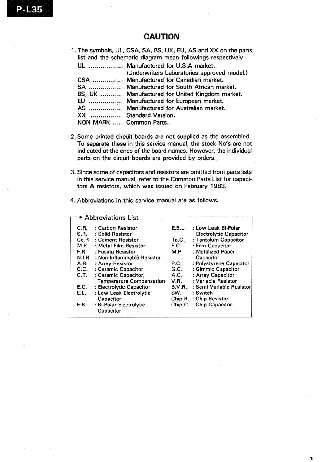 Service Manual-Anleitung für Sansui P-L35 