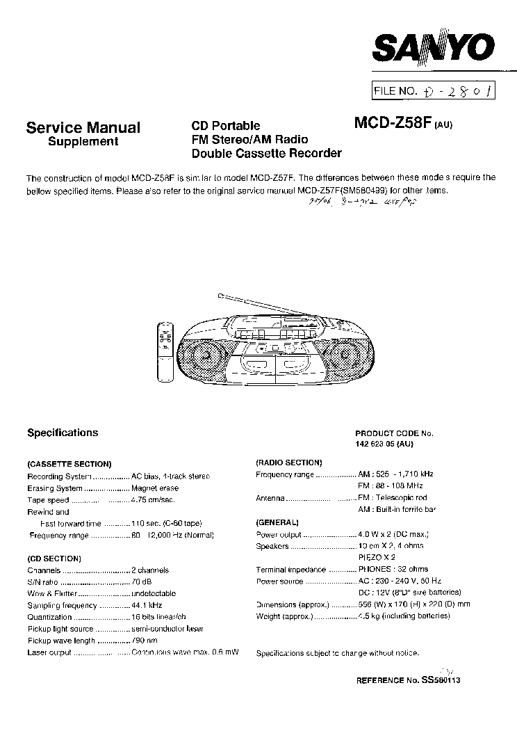 Sanyo Service Manual für M 2502 UM  Copy 
