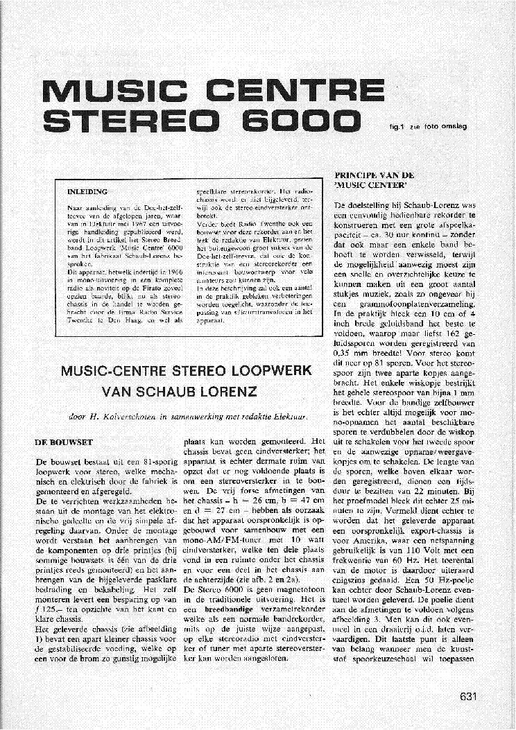 SCHAUB-LORENZ 6000 MUSIC CENTER service manual