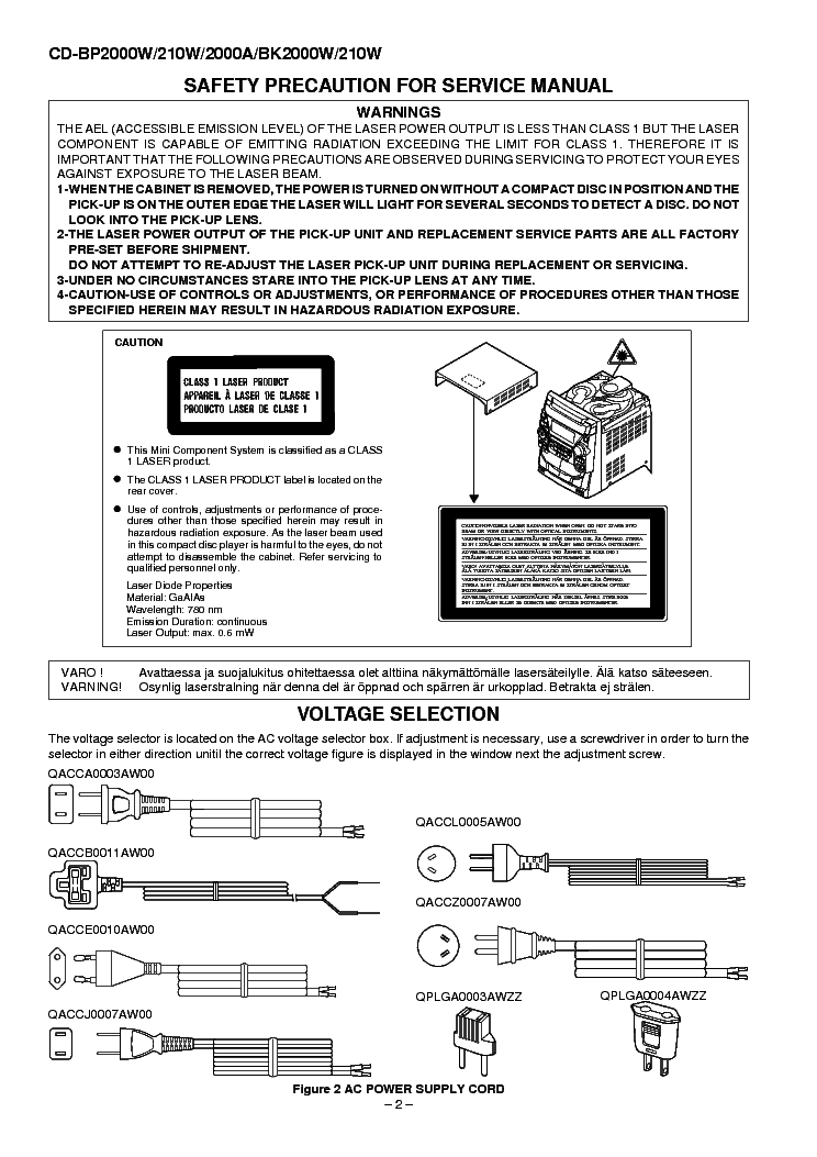 SHARP BP-BK210 2000 W-A service manual (2nd page)