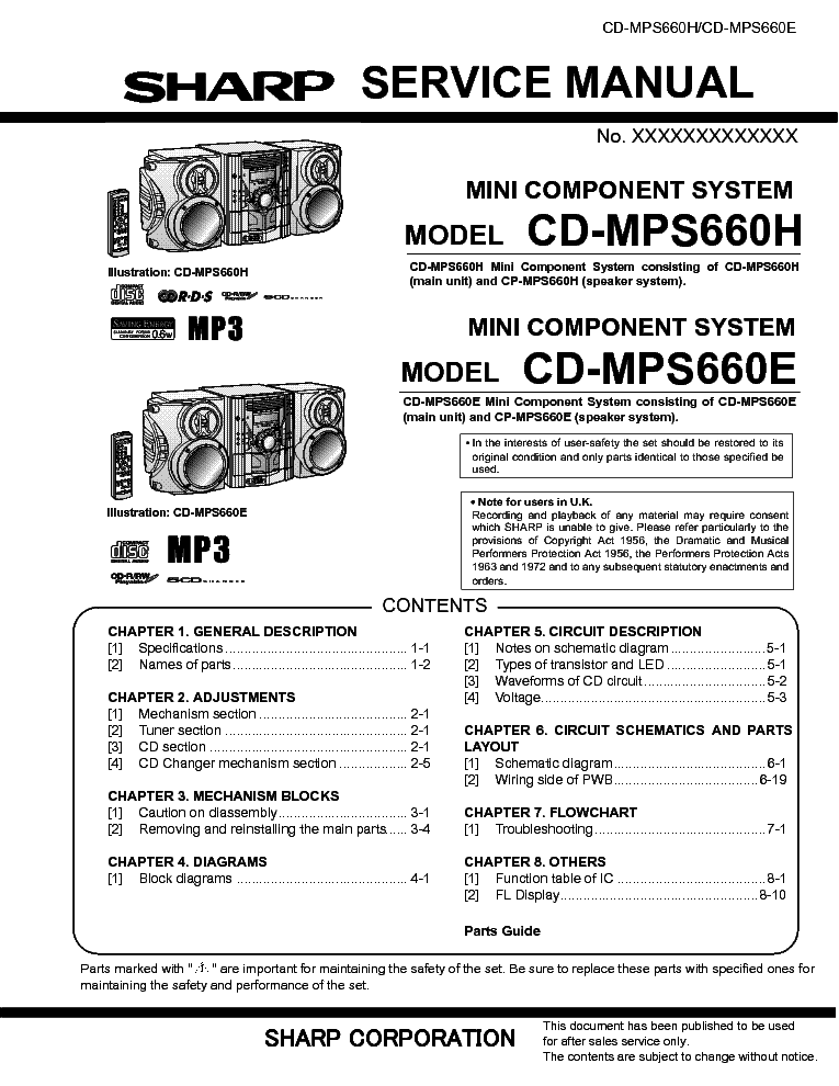 SHARP CD-MPS660 service manual (1st page)