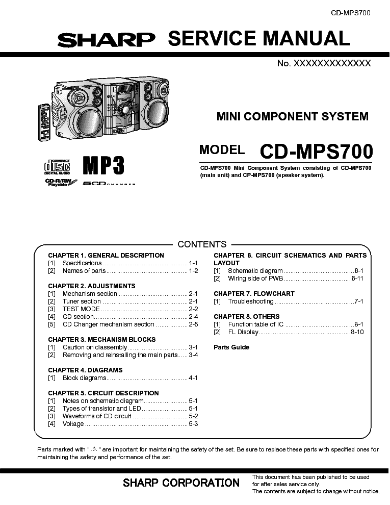 SHARP CD-MPS700 service manual (1st page)