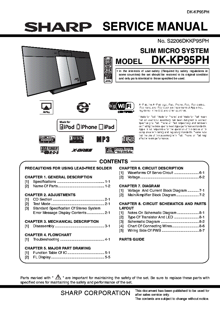 SHARP DK-KP95PH service manual (1st page)