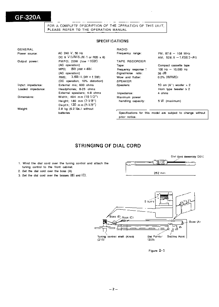 SHARP GF-320A SM service manual (2nd page)