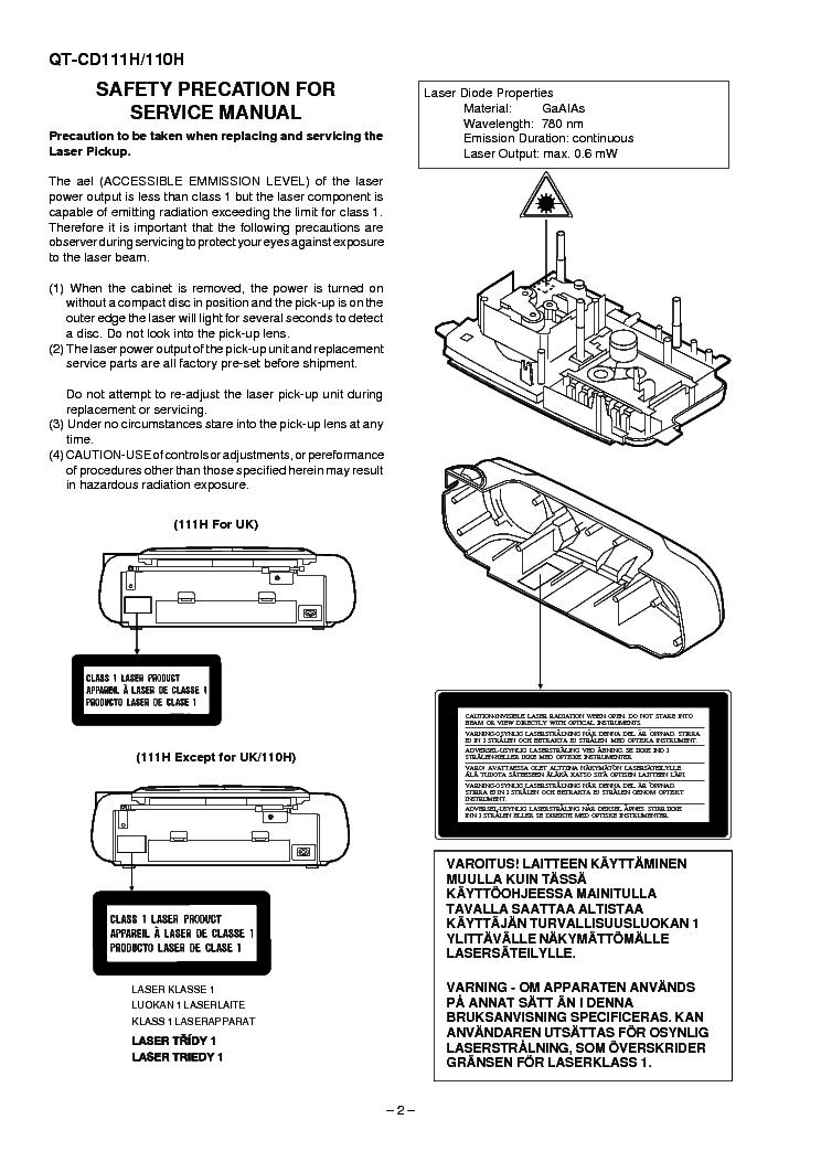 SHARP QT CD110H SM service manual (2nd page)