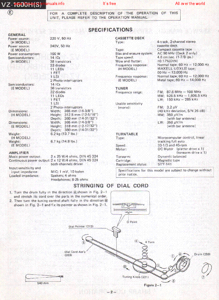 SHARP VZ-1600H VZ-1600E service manual (2nd page)