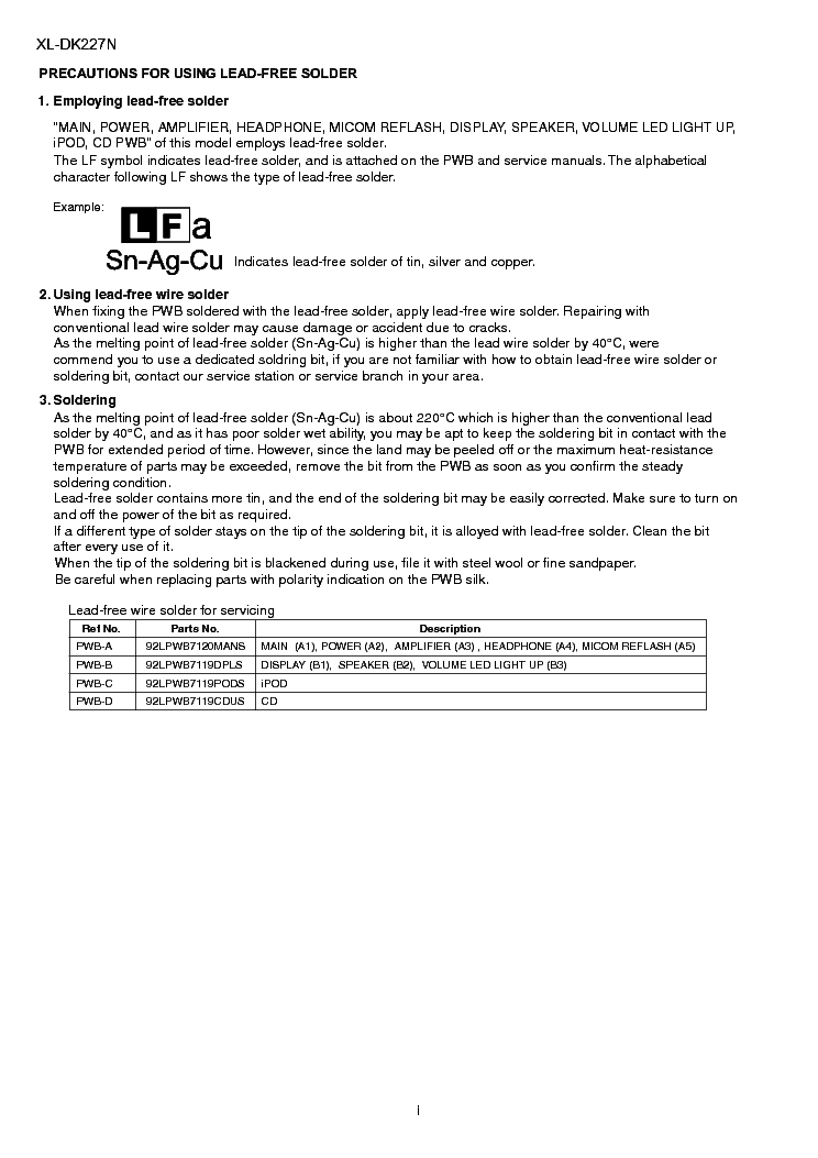 SHARP XL-DK227N service manual (2nd page)