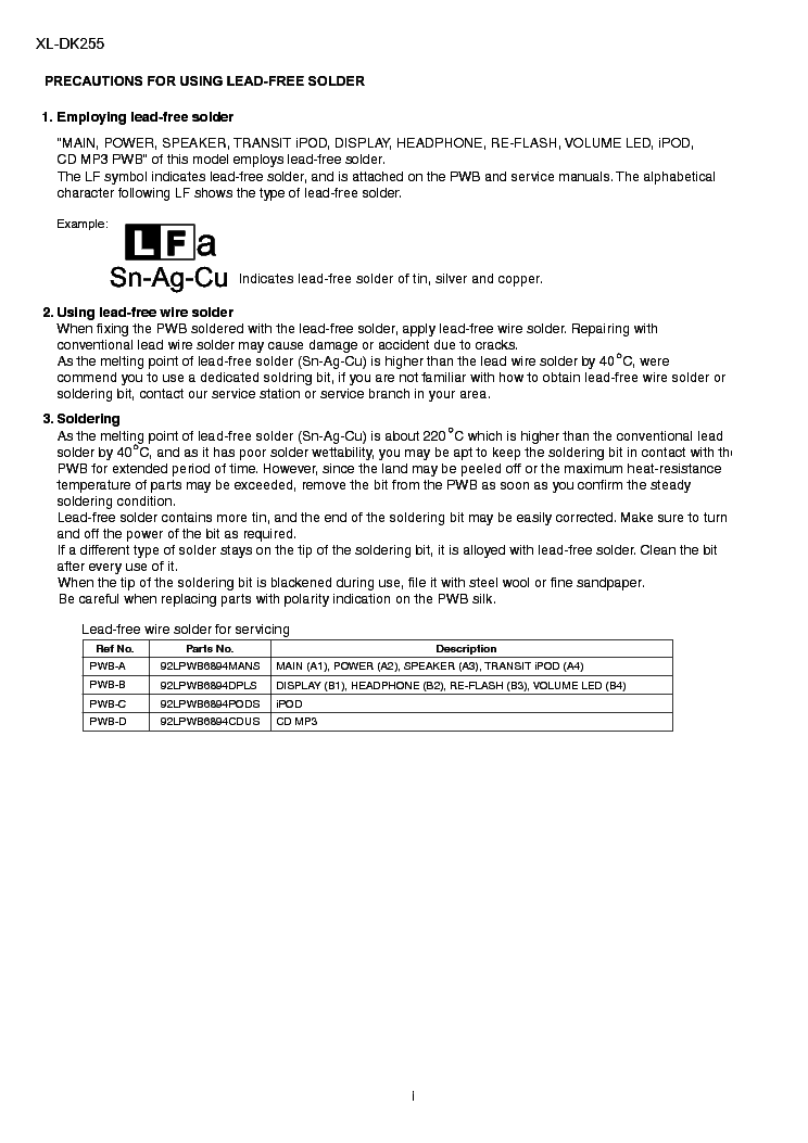 SHARP XL-DK255 service manual (2nd page)