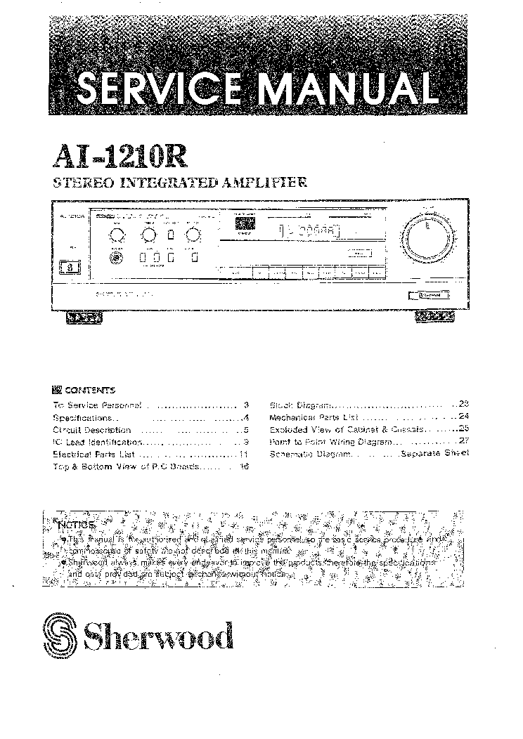 SHERWOOD AI-1210R service manual (1st page)