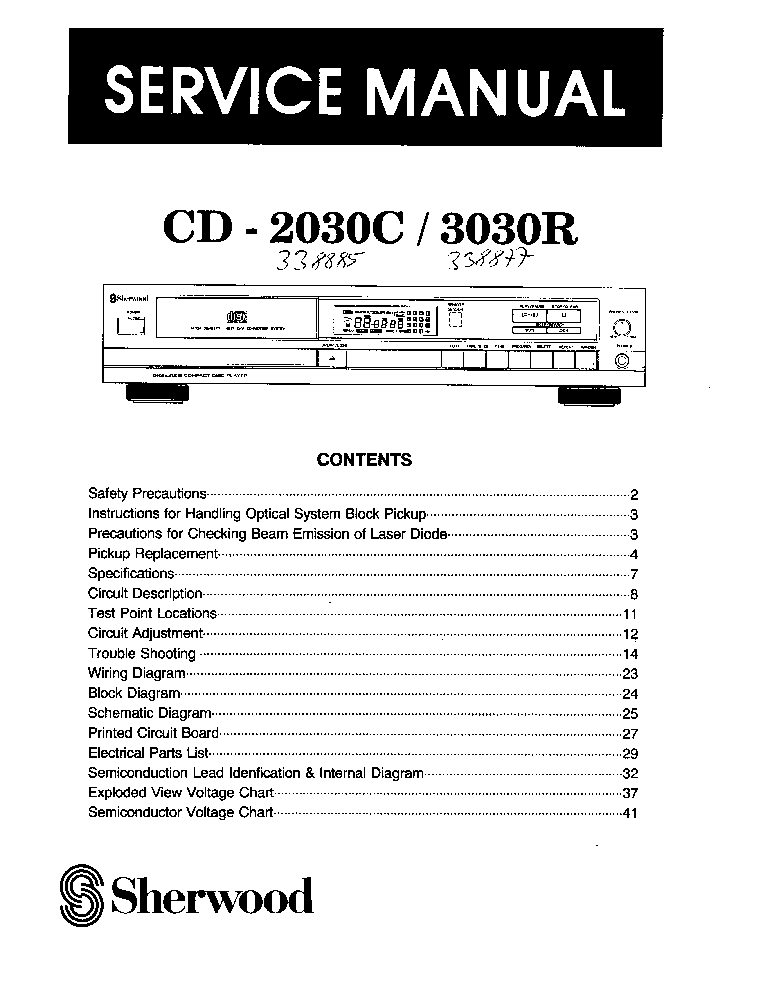 SHERWOOD CD-2030C 3030R service manual (1st page)