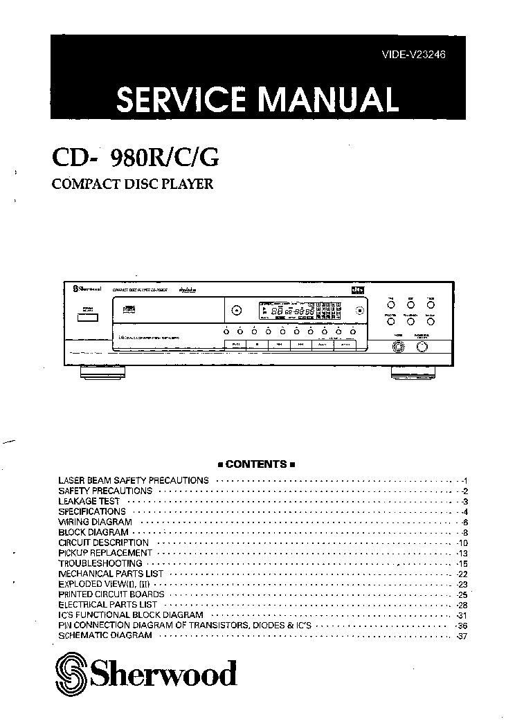 SHERWOOD CD980R C G SM service manual (1st page)