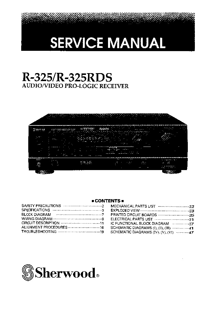 SHERWOOD R-325 325RDS service manual (1st page)