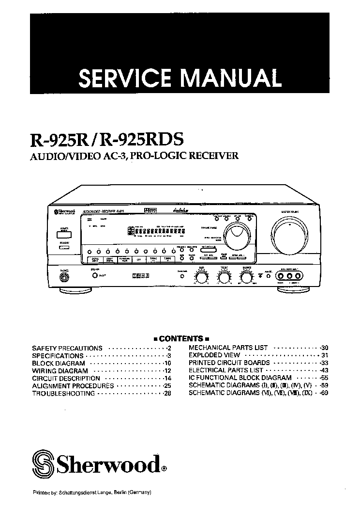 SHERWOOD R-925R R-925RDS RECEIVER service manual (1st page)