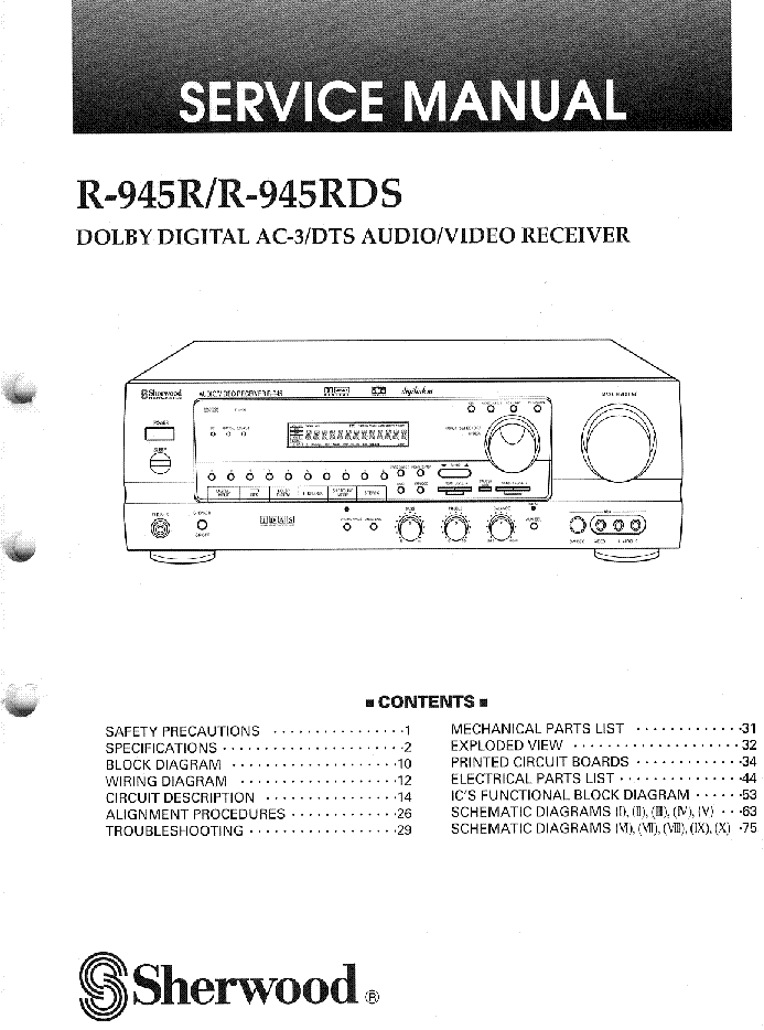 SHERWOOD R-945R R-945RDS service manual (1st page)