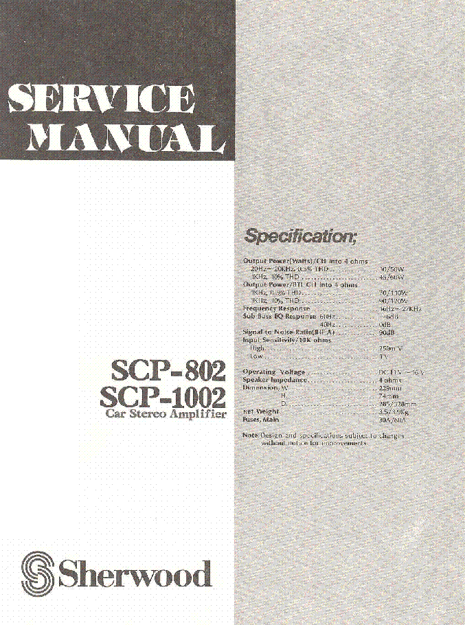 SHERWOOD SCP-802 1002 SM service manual (1st page)