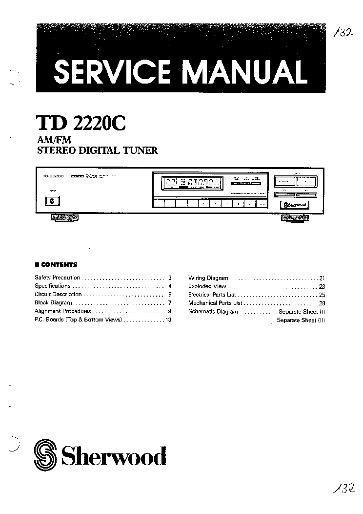 SHERWOOD TD-2220C service manual (1st page)