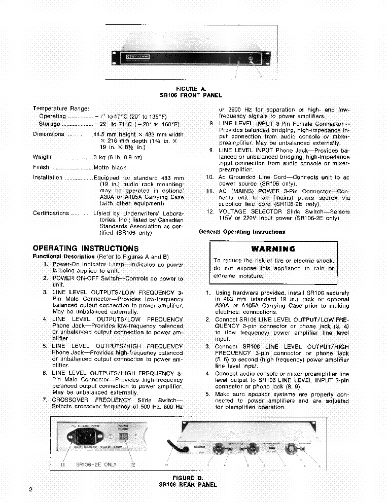 SHURE SR 106 2E Service Manual Download, Schematics, Eeprom, Repair ...