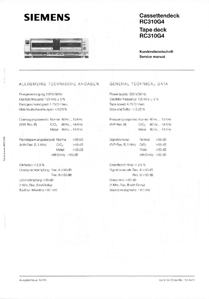 SIEMENS RC310G4 SM service manual