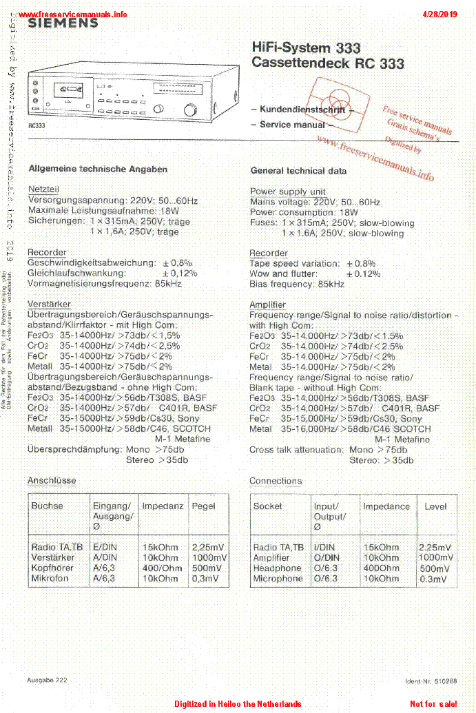 SIEMENS RC333 SM service manual