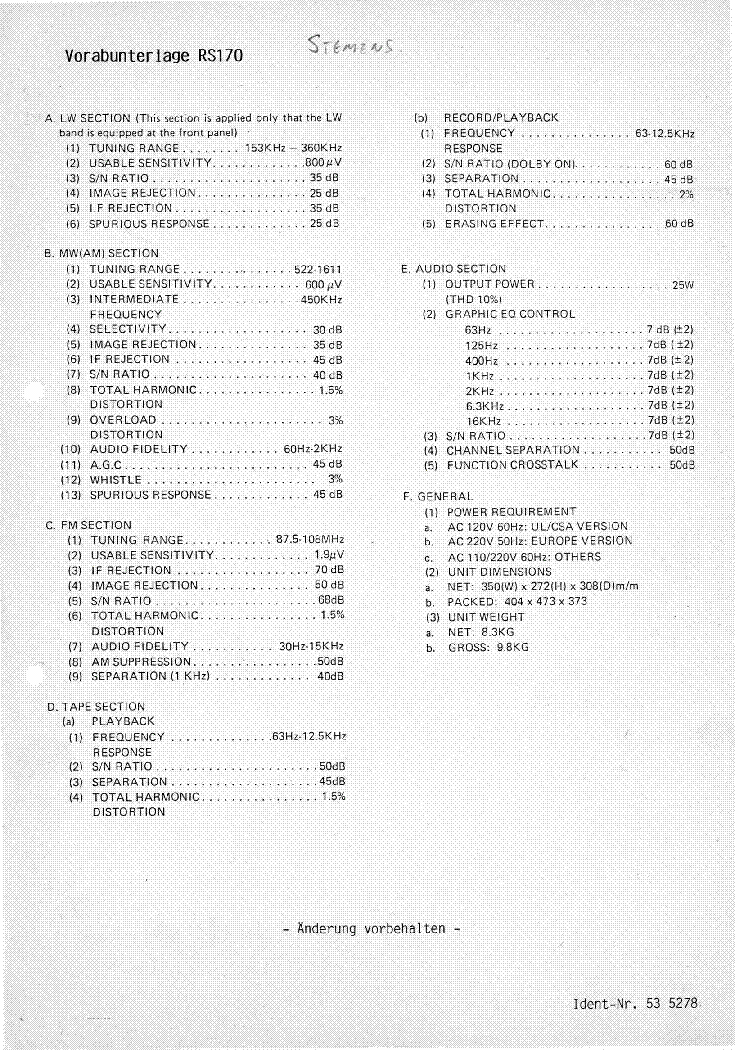 SIEMENS RS170 SM service manual