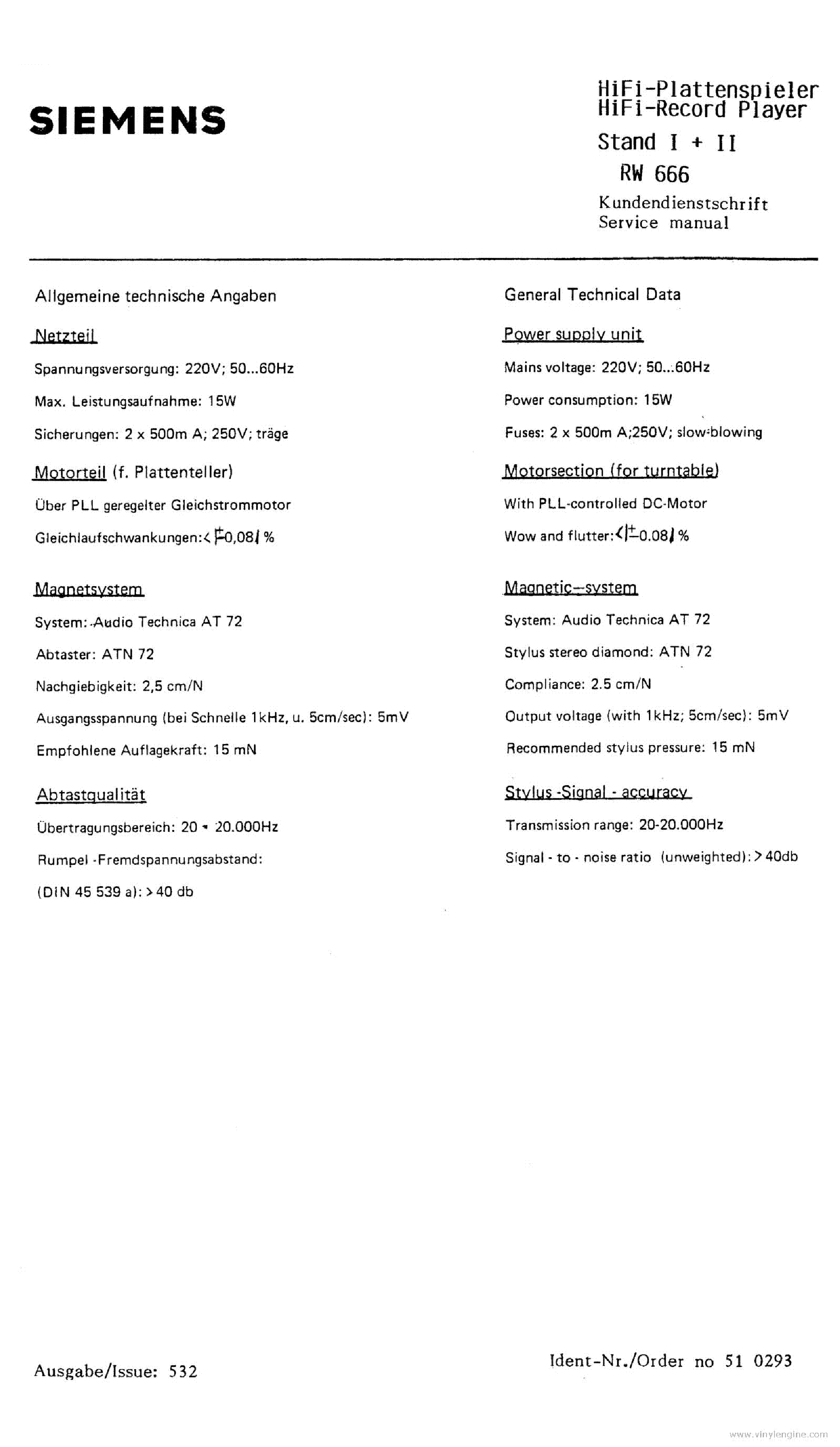 SIEMENS RW-666 SM service manual