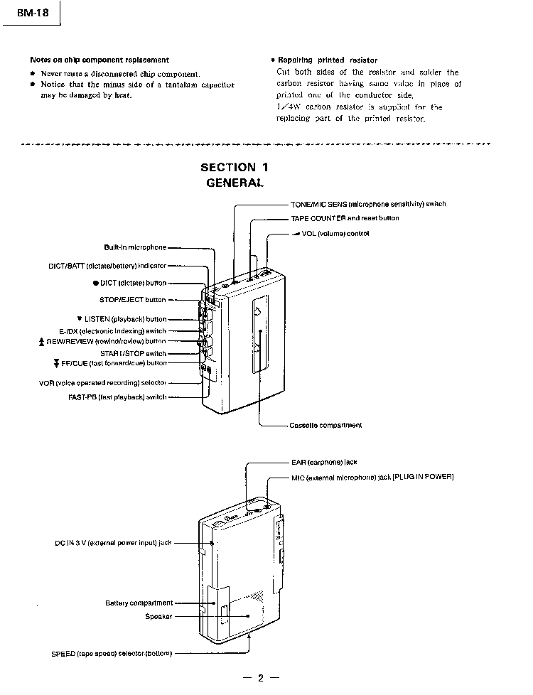 SONY BM-18 service manual (2nd page)