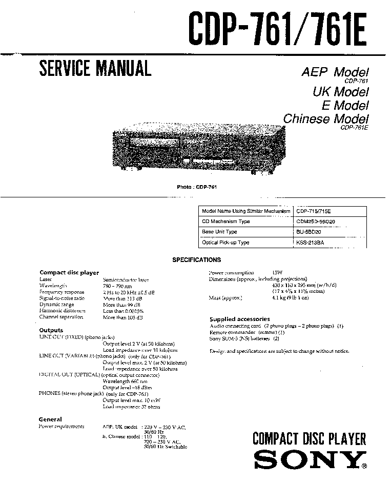 SONY CDP-761 CDP-761E PAGES28 SM service manual