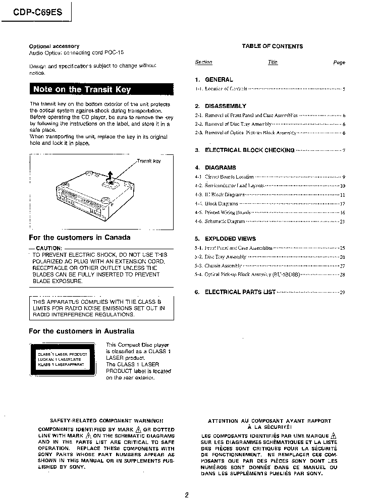 SONY CDP-C69ES service manual (2nd page)