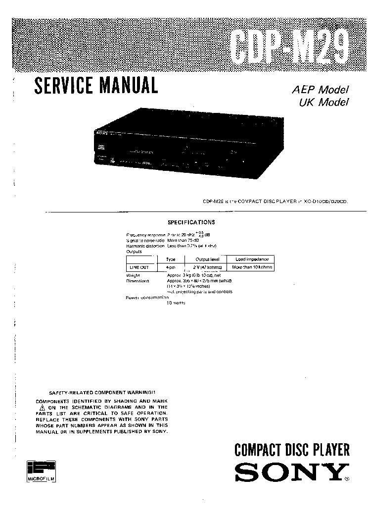 SONY CDP-M29 SM service manual (1st page)