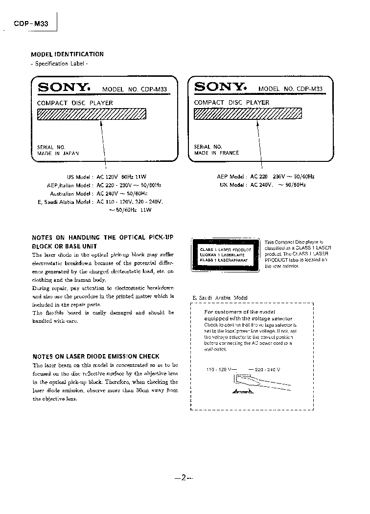 SONY CDPM33 service manual (2nd page)