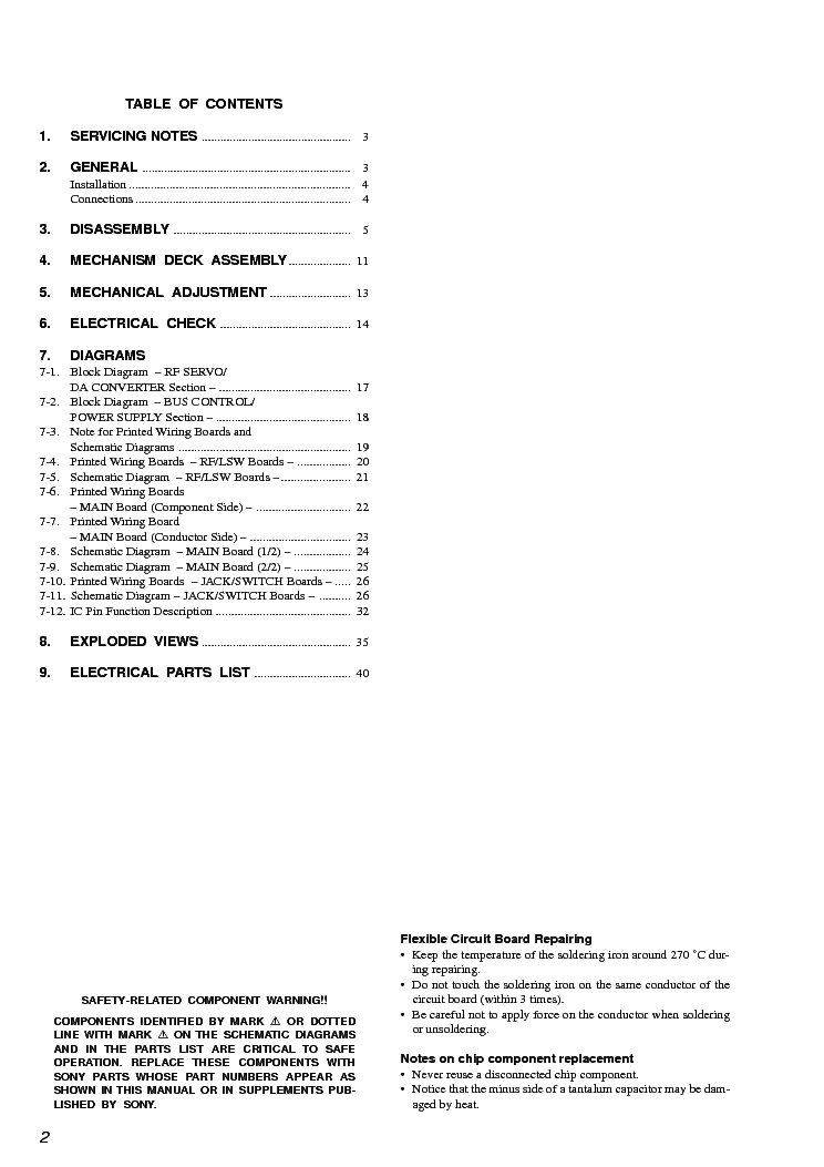 Sony Cdx 60 Service Manual