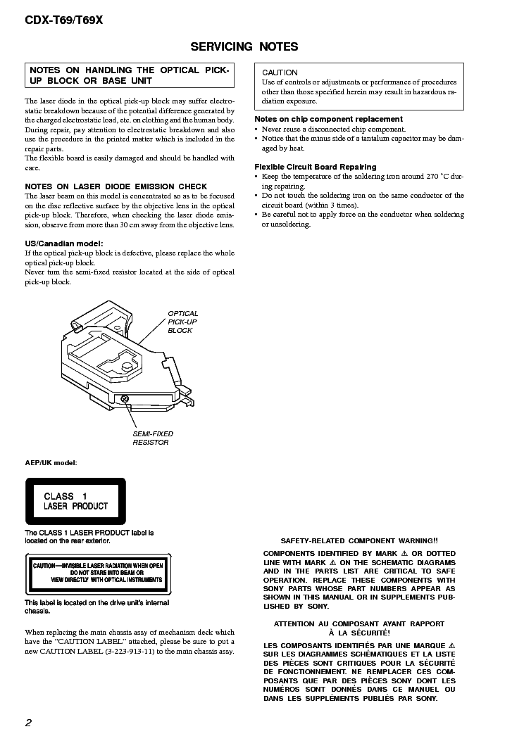 SONY CDX-T69 service manual (2nd page)
