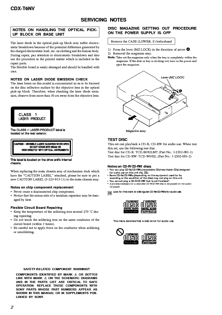 SONY CDX-T6NV service manual (2nd page)