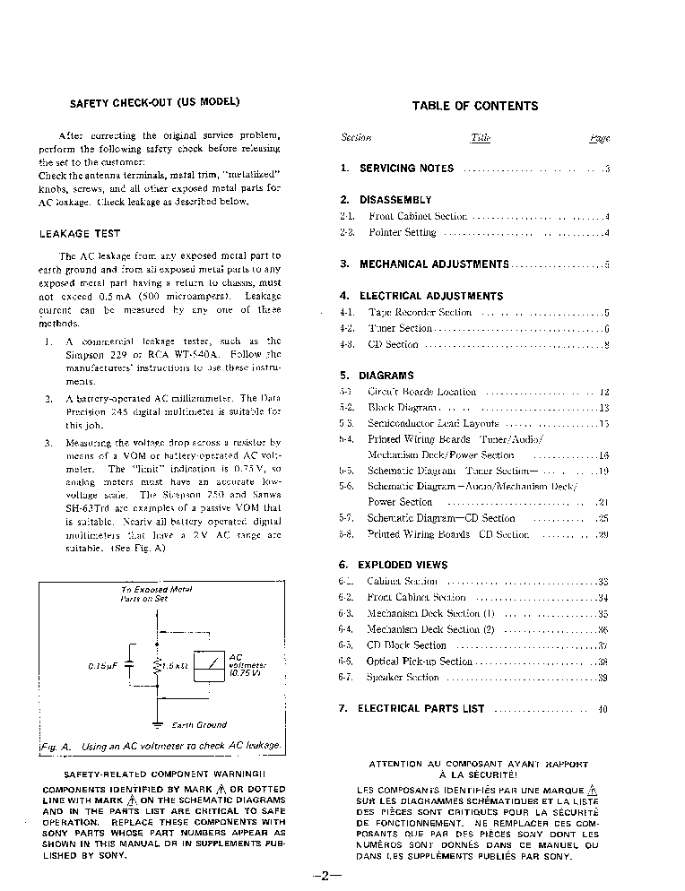 SONY CFD-445 SM service manual (2nd page)