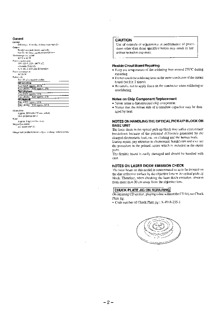 SONY CFD-DW222 E-MODEL SM service manual (2nd page)