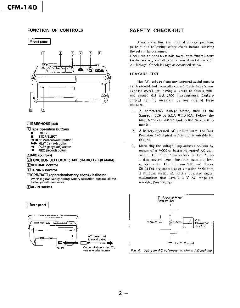 SONY CFM-140 service manual (2nd page)