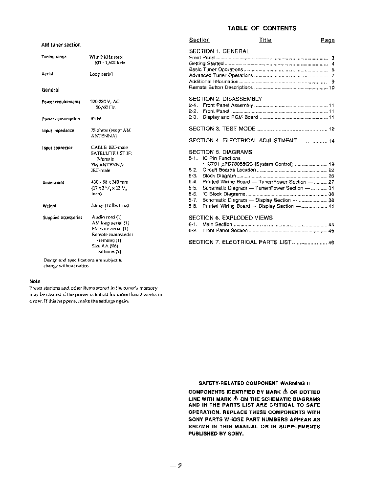 SONY DAR-DA5ES SM FULL service manual (2nd page)
