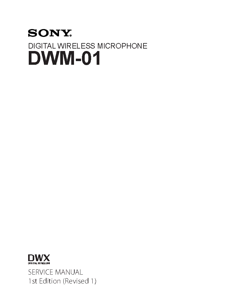 SONY DWM-01 1ST EDITION REV.1 service manual (1st page)