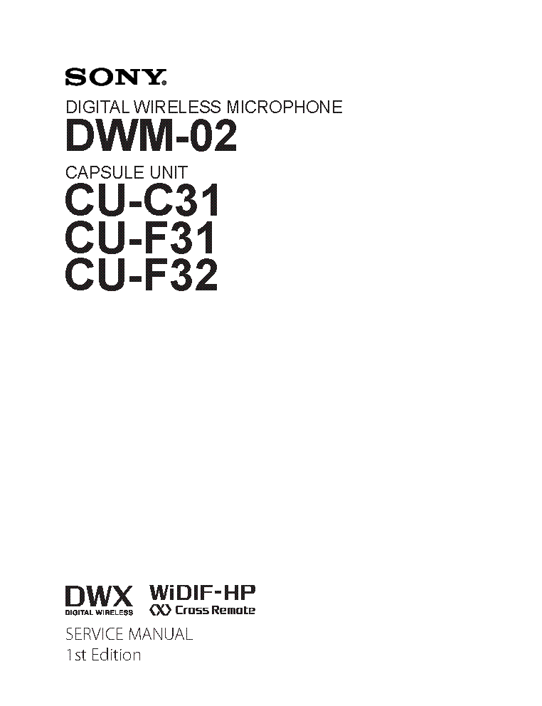 SONY DWM-02 service manual (1st page)