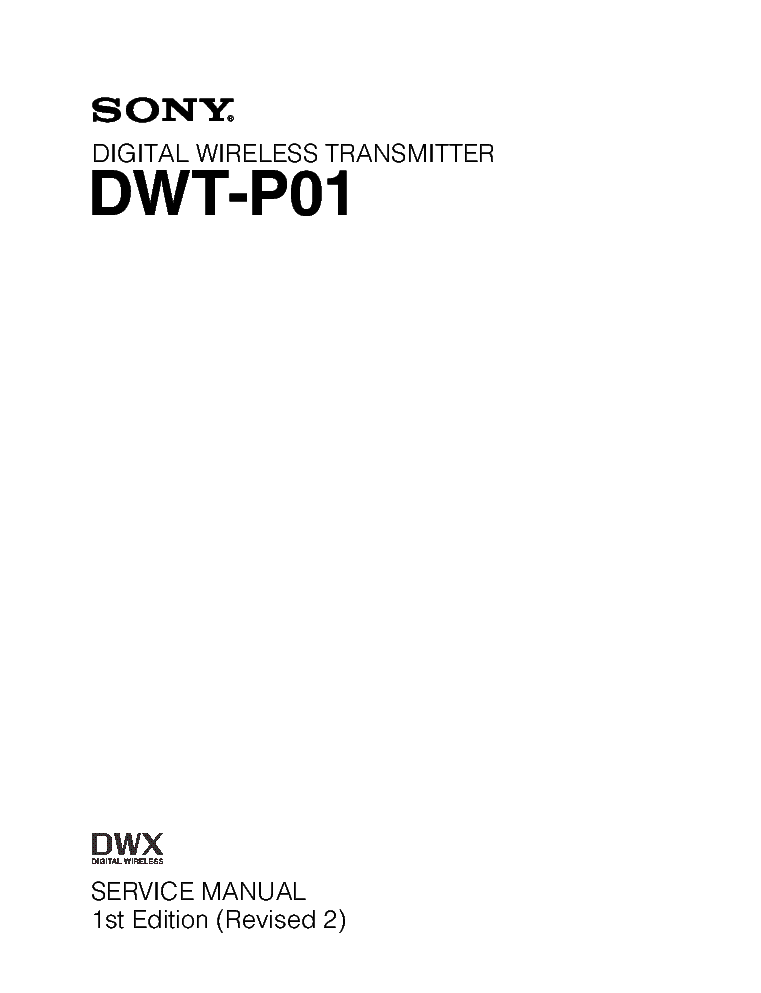 SONY DWT-P01 1ST EDITION service manual (1st page)