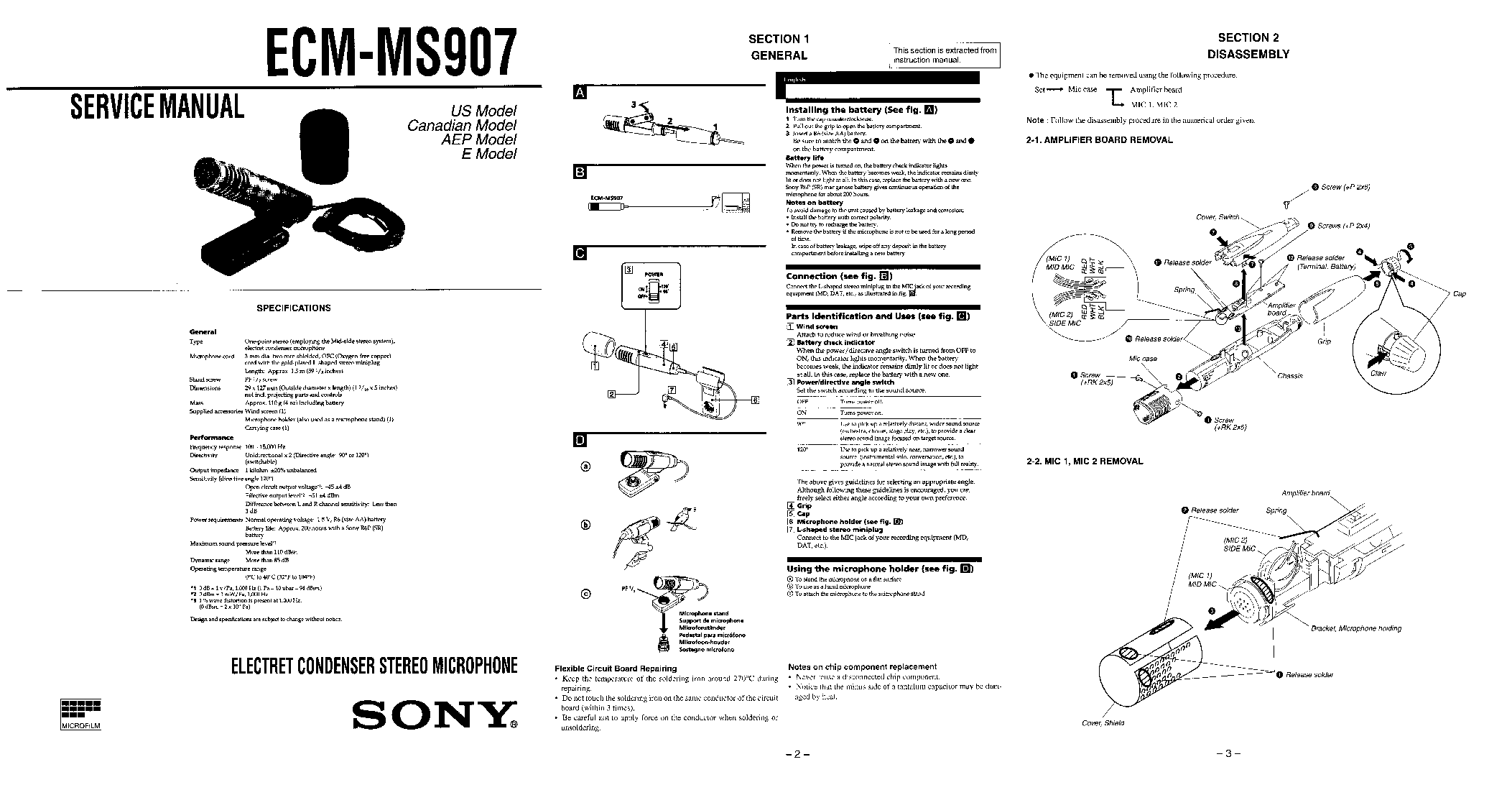 SONY ECM-MS907 SM service manual (1st page)