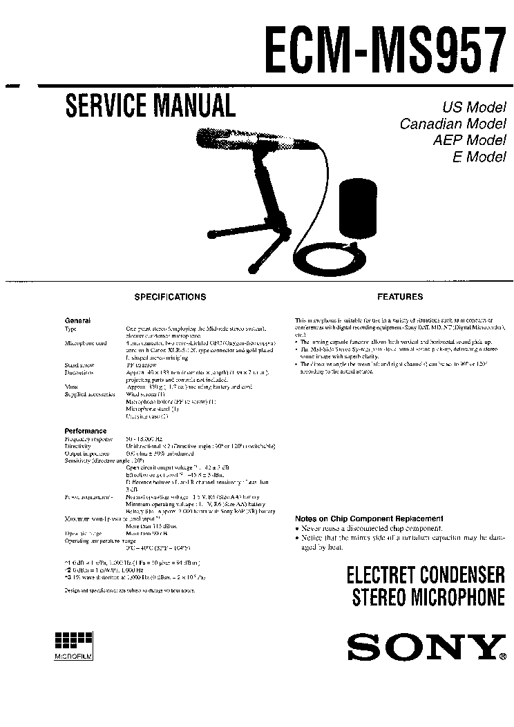 SONY ECM-MS957 service manual (1st page)