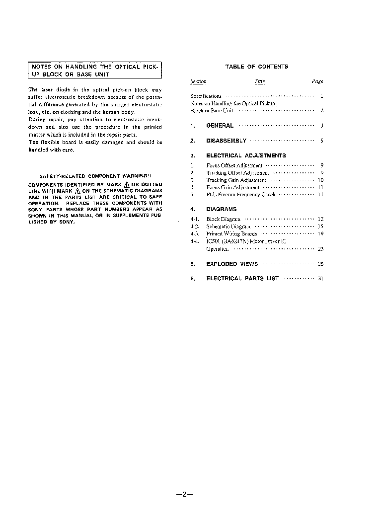 SONY F3FF-18C829-AA service manual (2nd page)