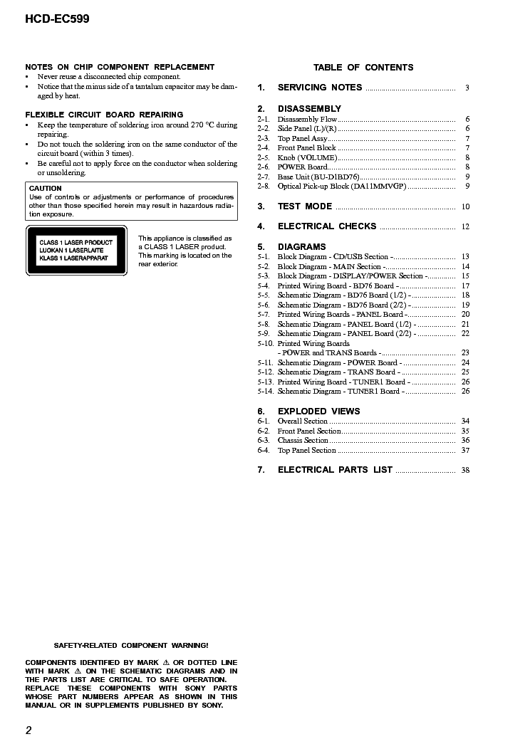 SONY HCD-EC599 VER1.0 SM service manual (2nd page)
