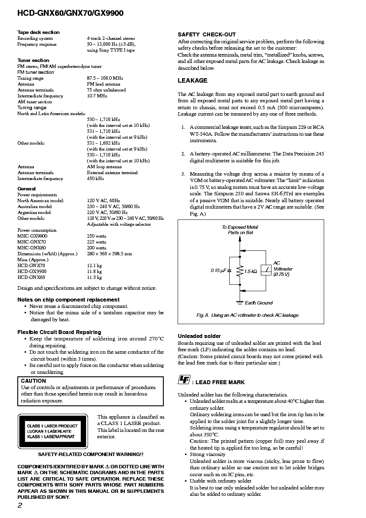 SONY HCD-GNX60 GNX70 GX9900 VER-1.1 service manual (2nd page)