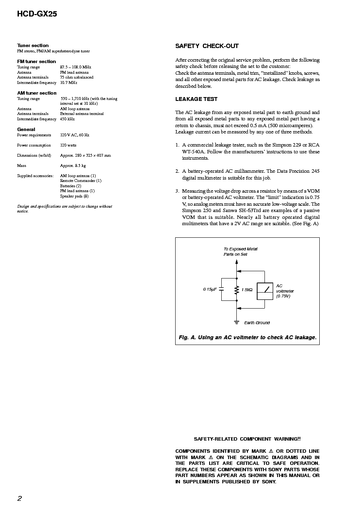SONY HCD-GX25 VER-1.0 service manual (2nd page)