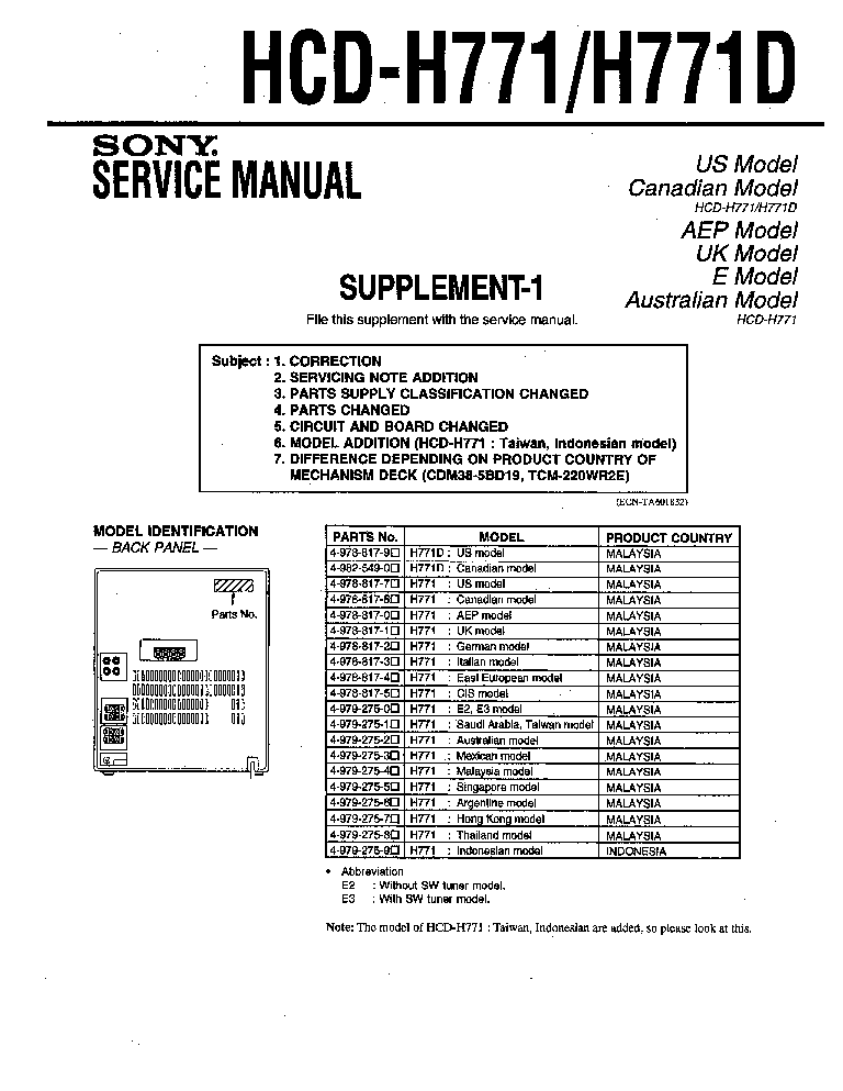 Сервисная инструкция Sony HCD-H801